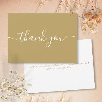gold chic simple modern elegant script thank you card