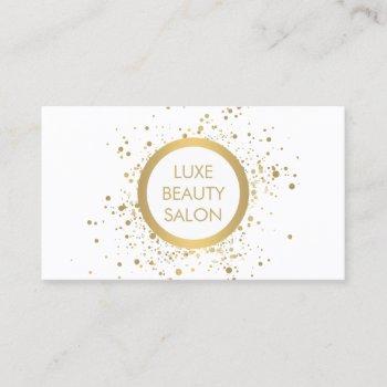 Small Gold Confetti Circle White Business Card Front View