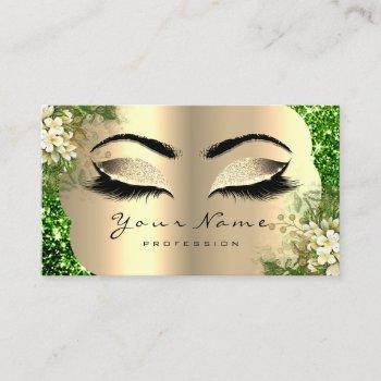 gold damask makeup artist lashes floral mint spark business card