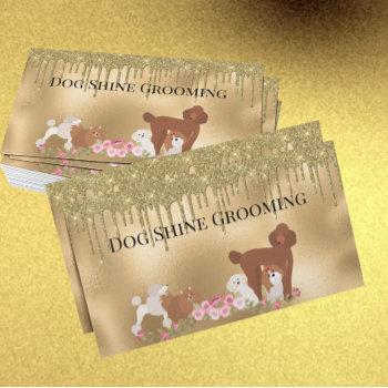 gold dog grooming glitter pet services business card