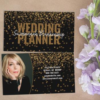 gold faux glitter  over black custom photograph business card