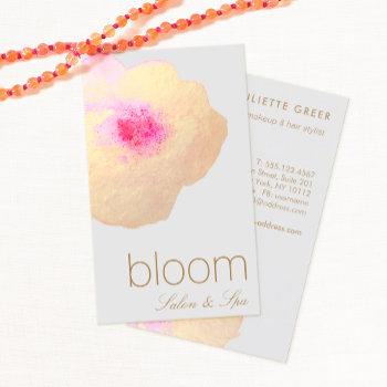 gold floral watercolor salon spa business card