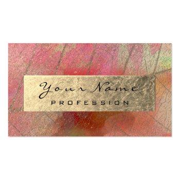 Small Gold Foil Botanical Abstract Influencer Blogger Business Card Front View