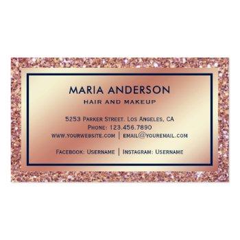 Small Gold Foil Circle Rose Gold Sequins Glitter Makeup Business Card Back View