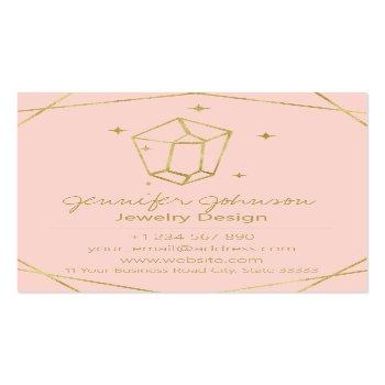Small Gold Foil Geometric Jewelry Care Business Card Front View
