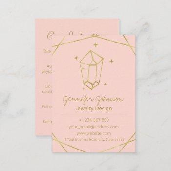 gold foil geometric jewelry care business card