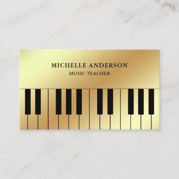gold foil piano keyboard musician pianist business card