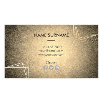 Small Gold Geometric Leather Social Business Card Back View