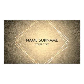 Small Gold Geometric Leather Social Business Card Front View