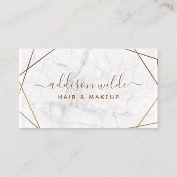 gold geometric white marble abstract simple modern business card