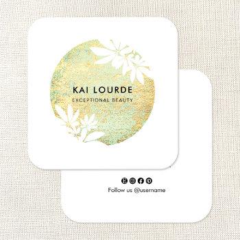  gold green abstract  circle square business card