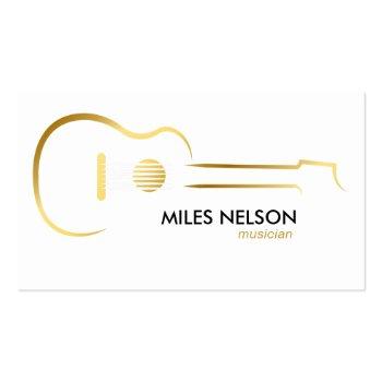 Small Gold Guitar Modern Logo Illustration Music Business Card Front View