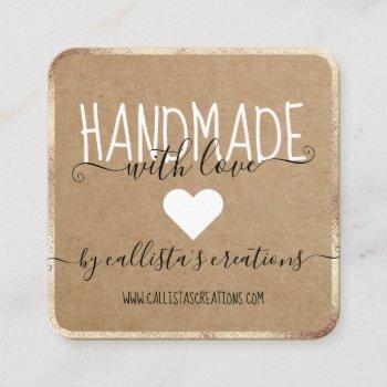 gold handmade with love etsy home crafter art fair square business card