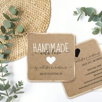 gold handmade with love etsy home crafter art fair square business card
