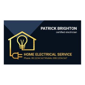 Small Gold Home Electrical Circuit Wiring Electrician Business Card Front View