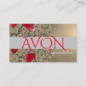 gold lace and roses personalized avon business card
