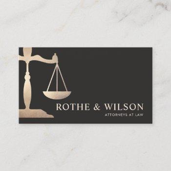 gold lawyer scales of justice dark brown business card
