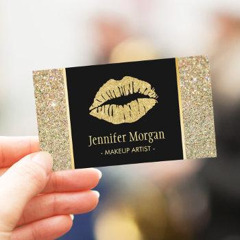 gold lips trendy glitter sparkles makeup artist business card