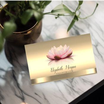 gold lotus flower yoga instructor business card