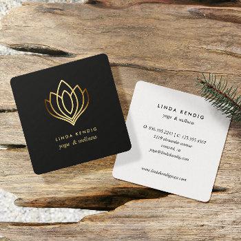 gold lotus | gray | wellness spa massage yoga square business card