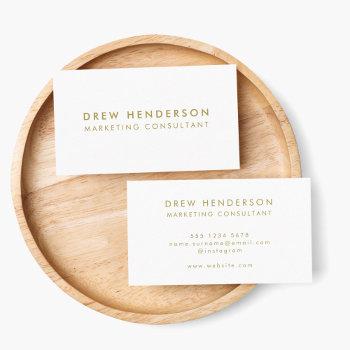 gold minimalist | modern simple professional white business card
