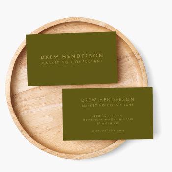 gold olive green | minimalist modern professional business card