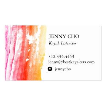 Small Gold Orange And Pink Sunset Paint Stripe Business Card Back View