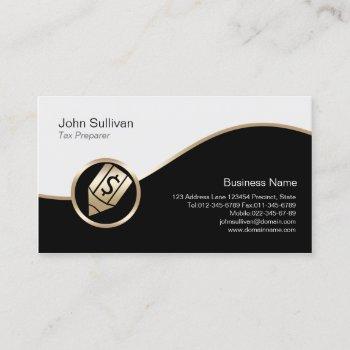 gold pen dollar icon tax preparer business card
