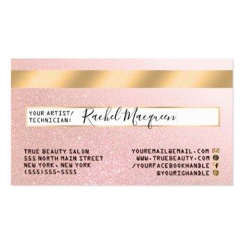 Small Gold Pink Glitter Credit Card Logo Back View