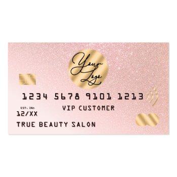 Small Gold Pink Glitter Credit Card Logo Front View