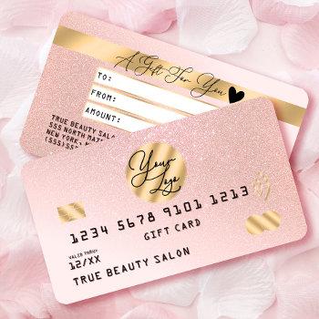 gold pink glitter credit logo gift certificate