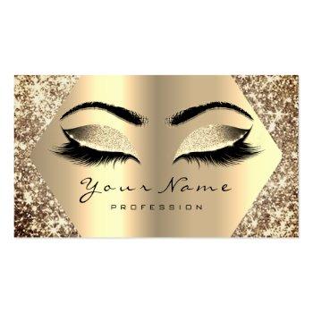 Small Gold Sepia Glitter Makeup Artist Lashes Champaigne Business Card Front View