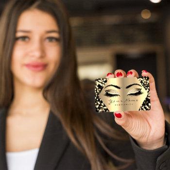 gold sepia glitter makeup artist lashes confetti business card