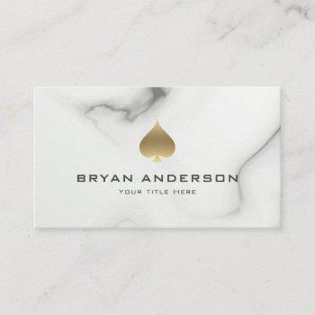 gold spade symbol marble pattern business card