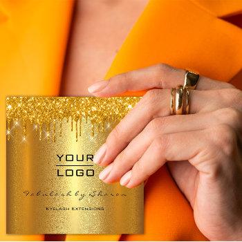 gold spark makeup artist event planner beauty logo square business card