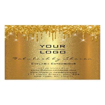 Small Gold Spark Makeup Artist Lashes Logo Luxury Square Business Card Back View
