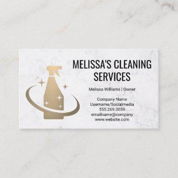 gold spray bottle logo | cleaning services business card