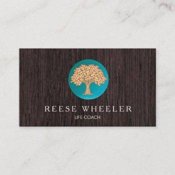 gold tree logo life coach and wellness counselor business card