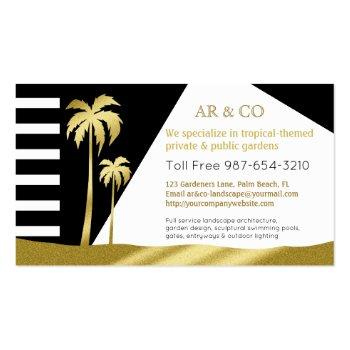 Small Gold Tropical Palm Trees Beach Instagram Photos Business Card Back View