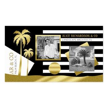Small Gold Tropical Palm Trees Beach Instagram Photos Business Card Front View