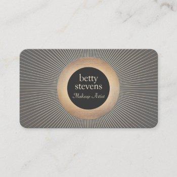 Small Gold Vintage  Makeup Artist Glamorous Chic Black Business Card Front View