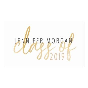 Small Gold Whimsical Script | Graduation Name Card Front View