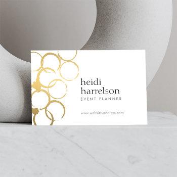 gold wine stains party planner business card