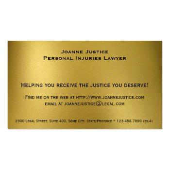Small Gold With Scales Of Justice Business Cards Back View