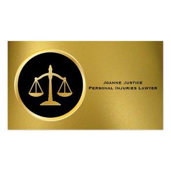 Small Gold With Scales Of Justice Business Cards Front View