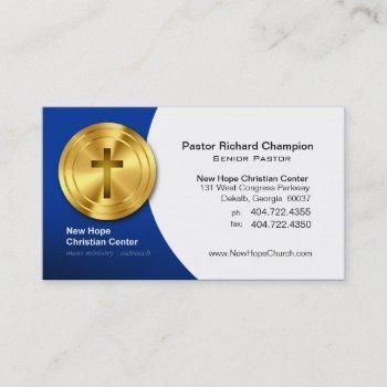 golden cross christian symbol minister/pastor business card