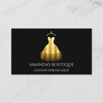 golden dress logo fashion boutique online shop  business card