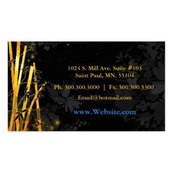 Small Golden Glittering Bamboos Black Business Cards Back View
