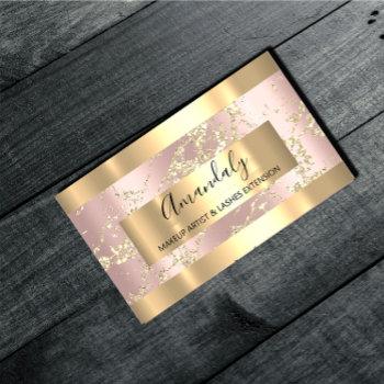 golden strokes marble rose blush beauty stylist business card