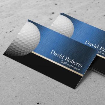 golf instructor professional blue metal sport business card